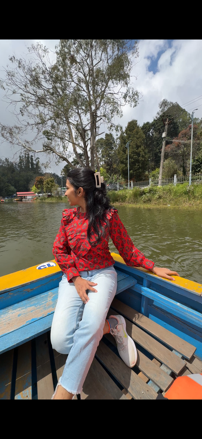 Red western top