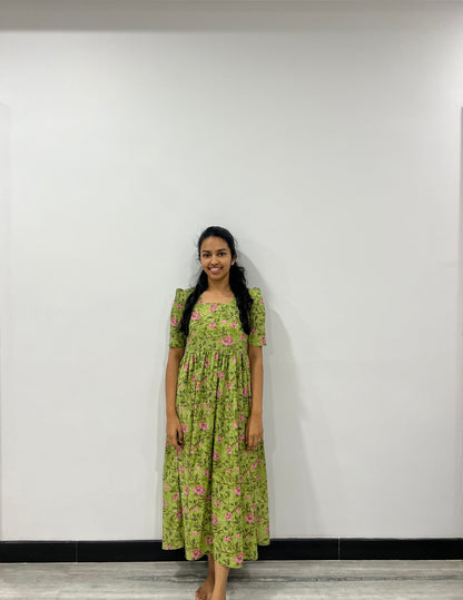 Green floral maxi