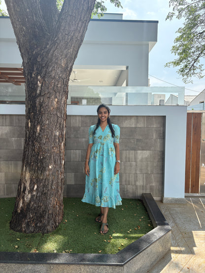 Sky blue collared maxi