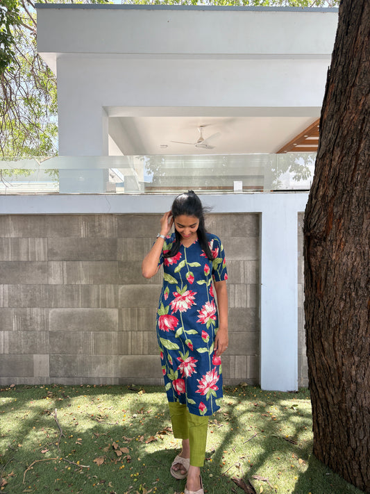 Blue floral kurti set