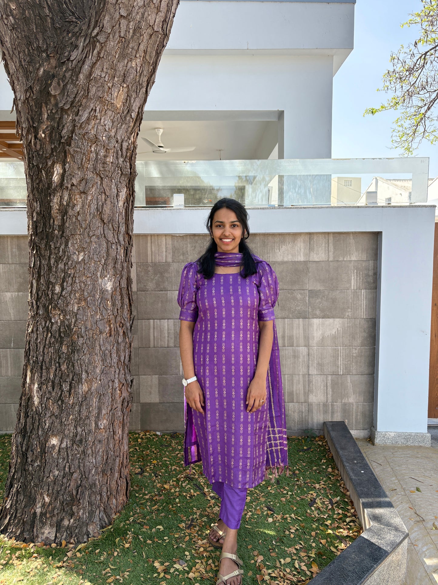 Violet Katan silk suit set