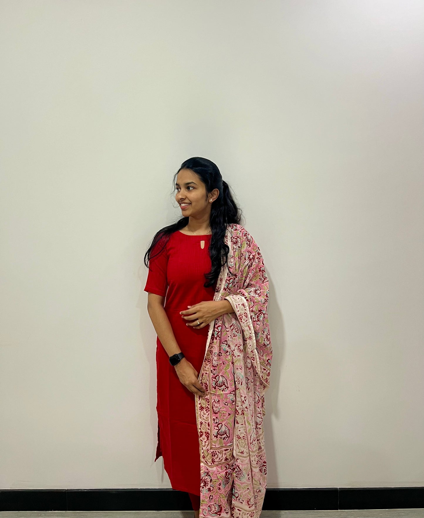 Red cotton kurti set