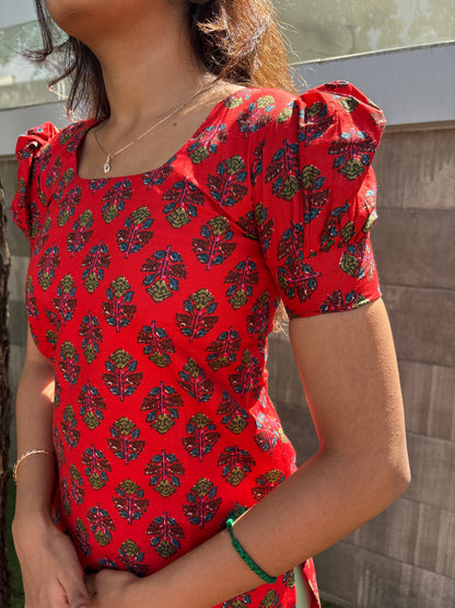 Red floral kurti (TF195)