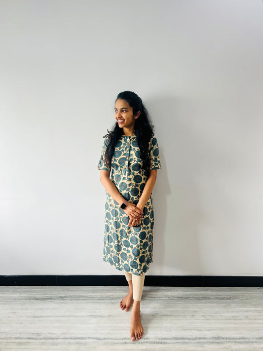 Beige Chinese collar kurti