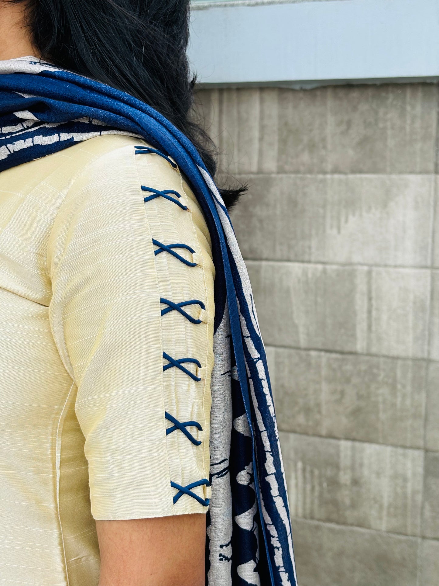 Raw silk Kurti set with Khadi duppata