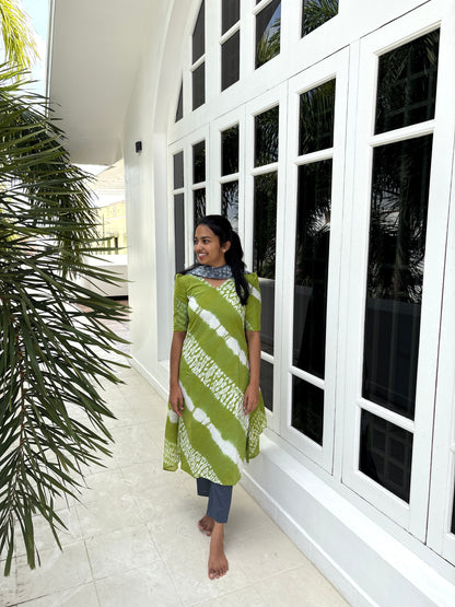 Green cotton Kurti set