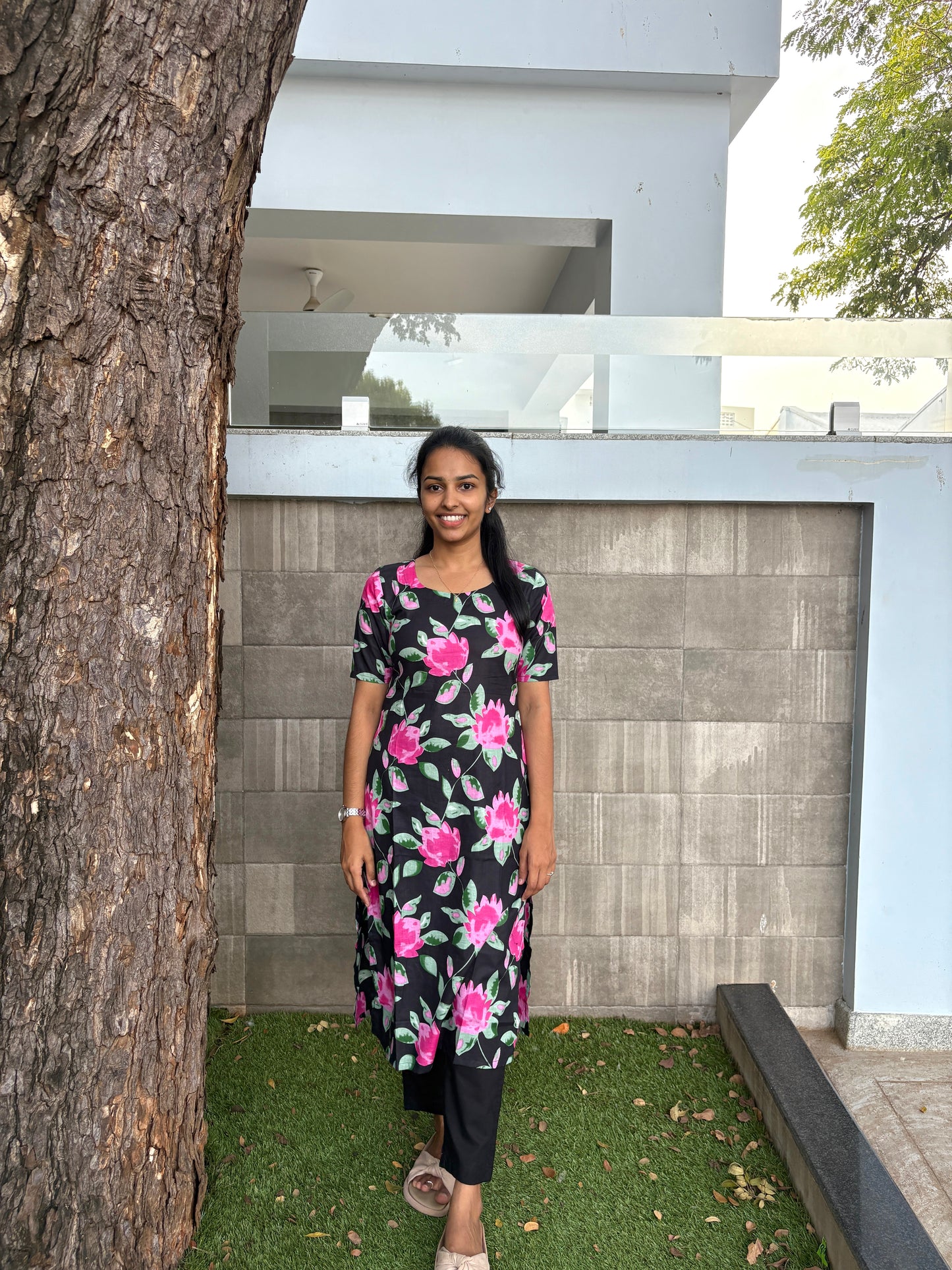 Black floral suit set