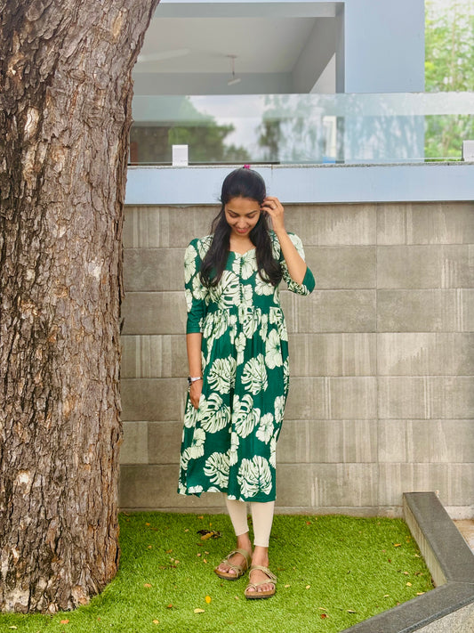 Green leaf anarkali kurti