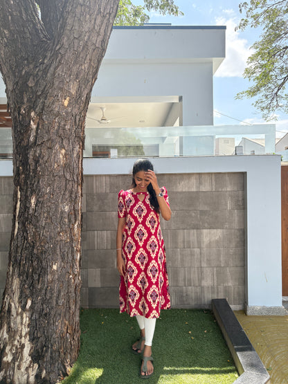 Pink ikat kurti (TF193)