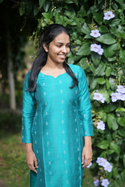 Teal green kurti set