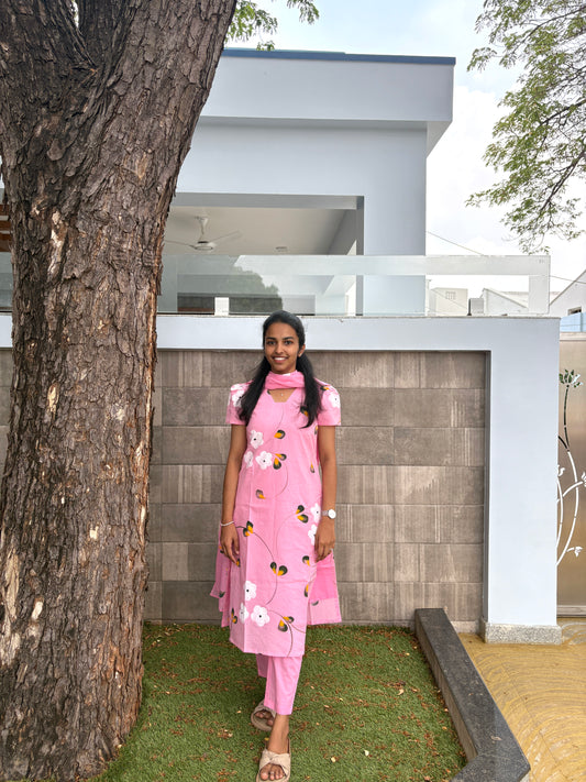 Pink handpainted suit set