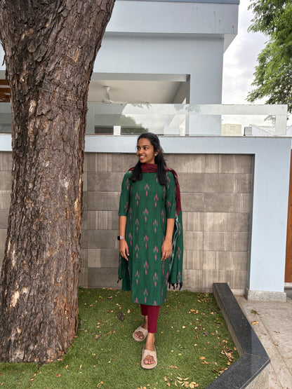Dark green ikat suit set