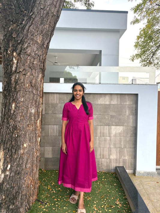 Dark pink handloom maxi
