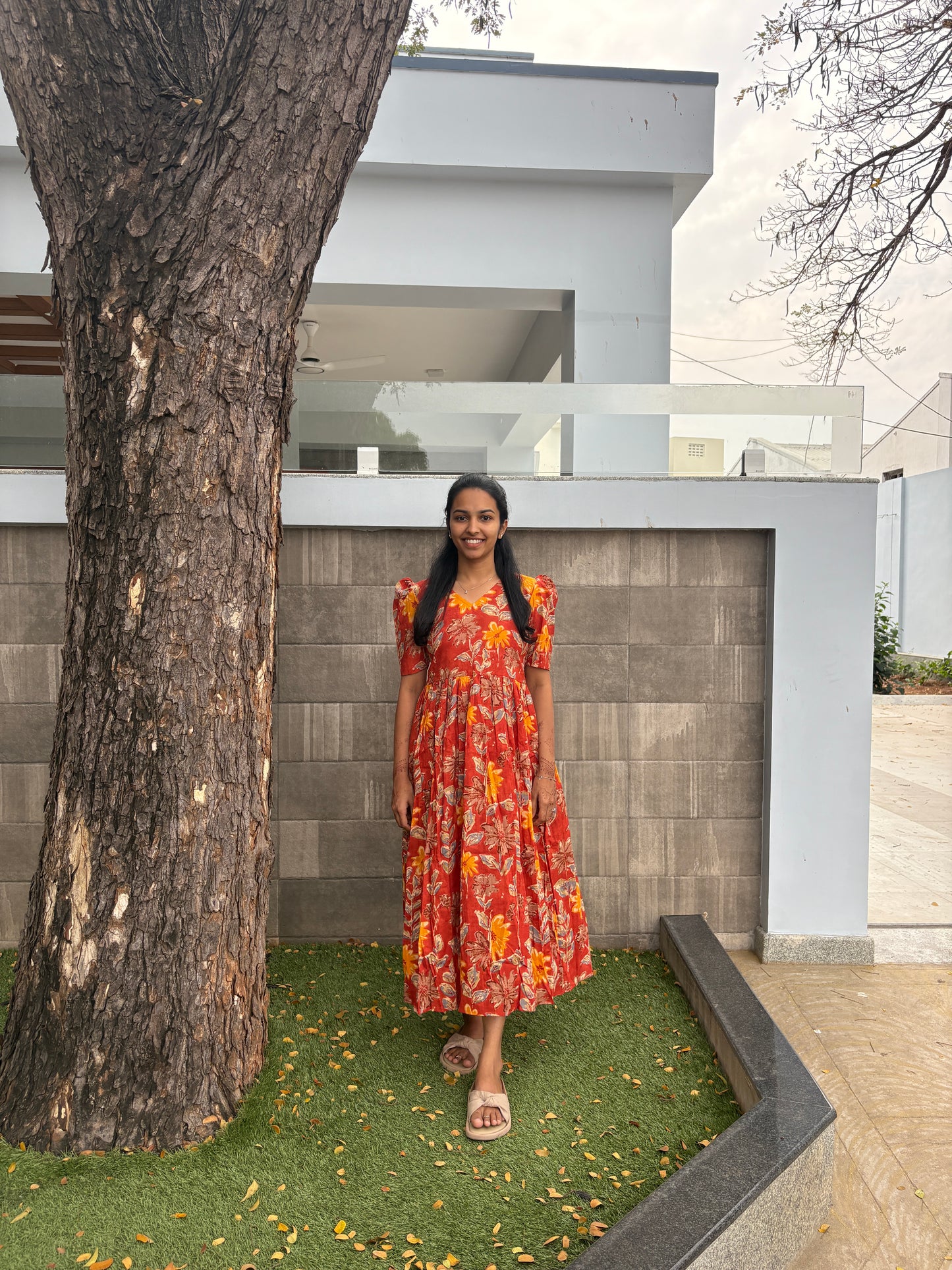 Orange floral maxi