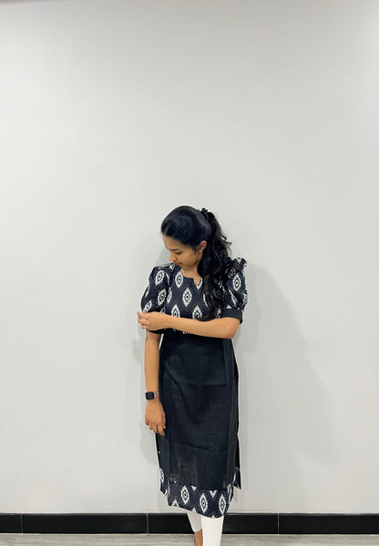 Black ikkat kurti