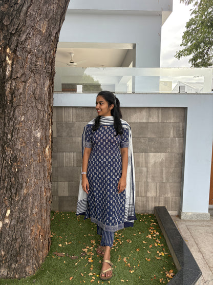 Blue and white suit set