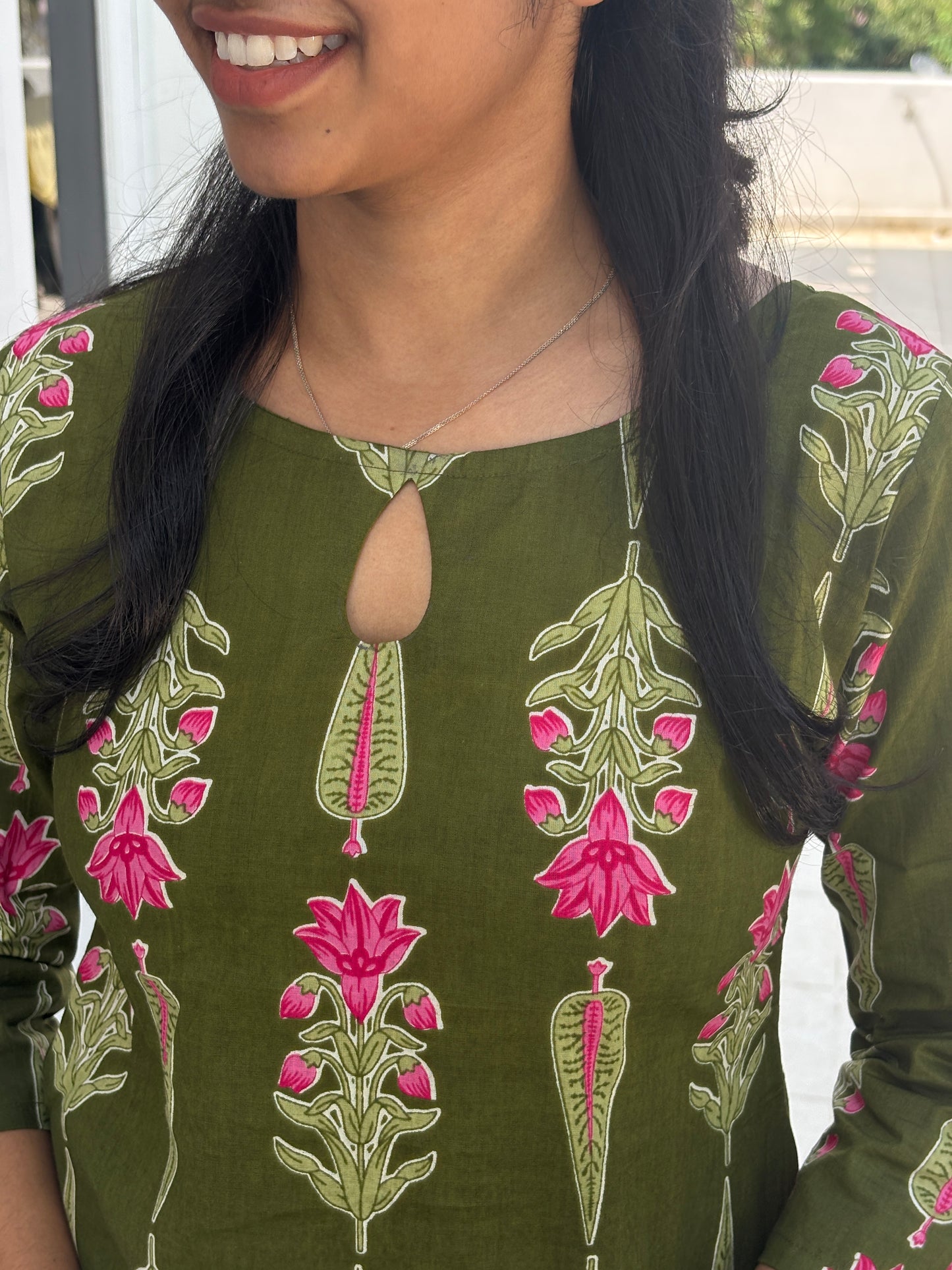 Green floral kurti