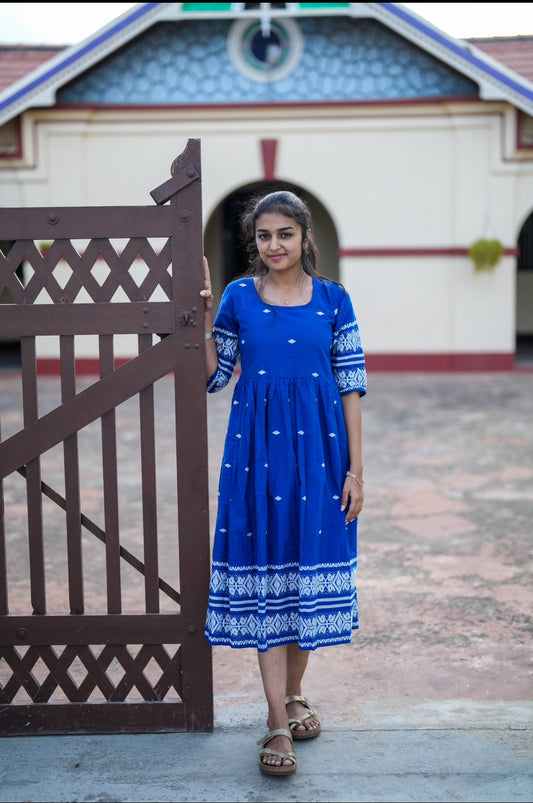 Royal blue jamdani maxi