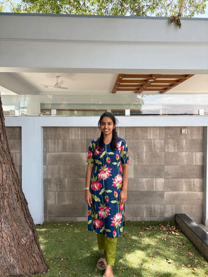 Blue floral kurti set
