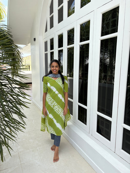 Green cotton Kurti set