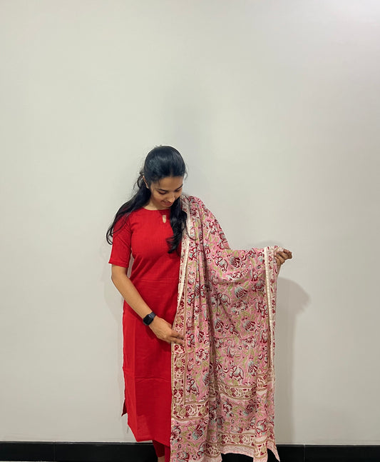 Red cotton kurti set
