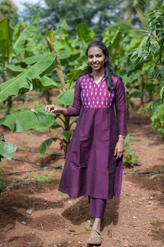Purple Aline kurti set