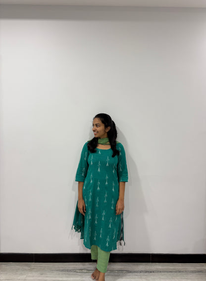 Teal green ikat 3pc set