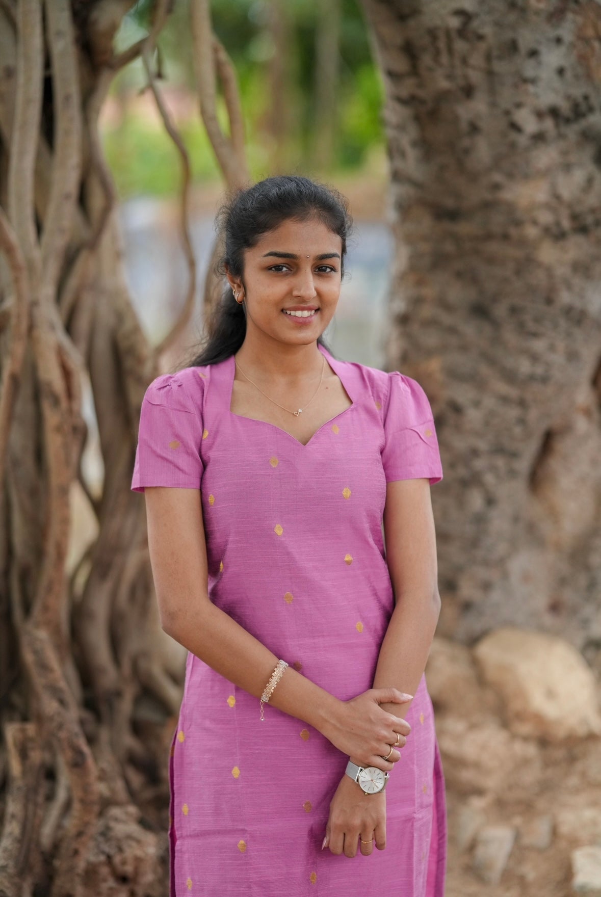 Pinkish purple kurti set