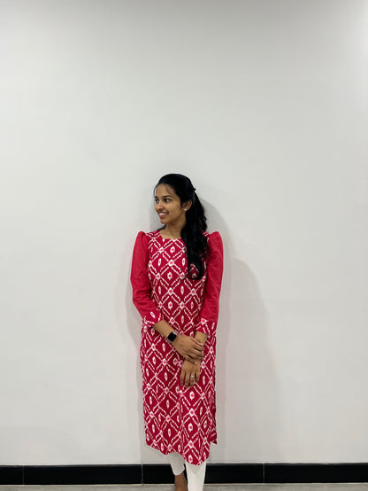 Dark pink ikkat kurti