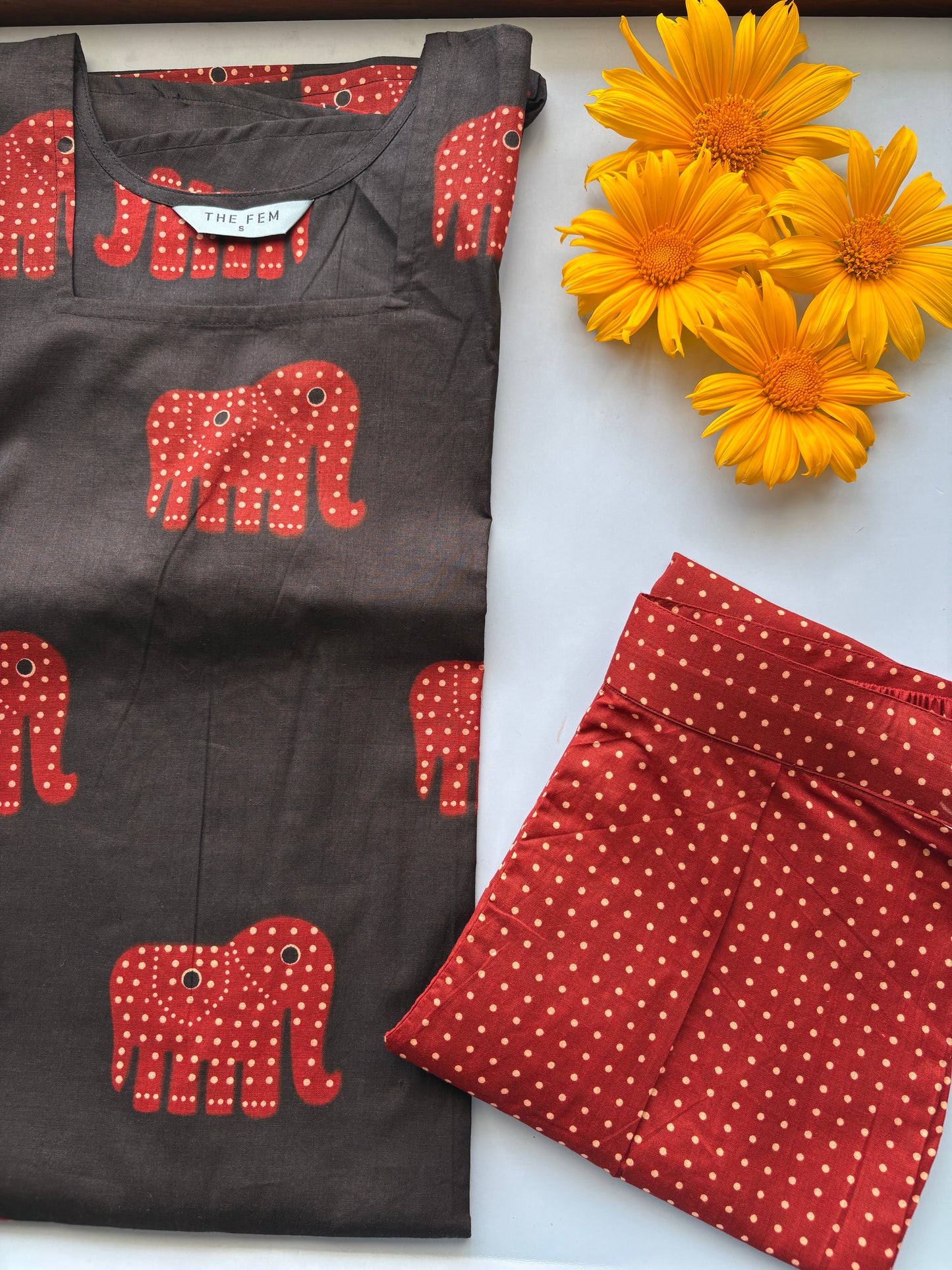 Black & maroon Aline kurti set