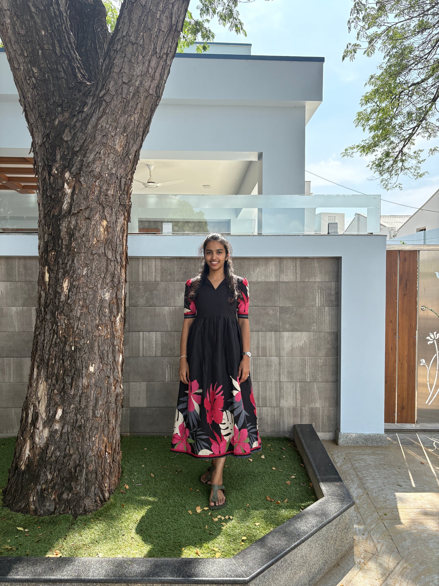 Black floral maxi
