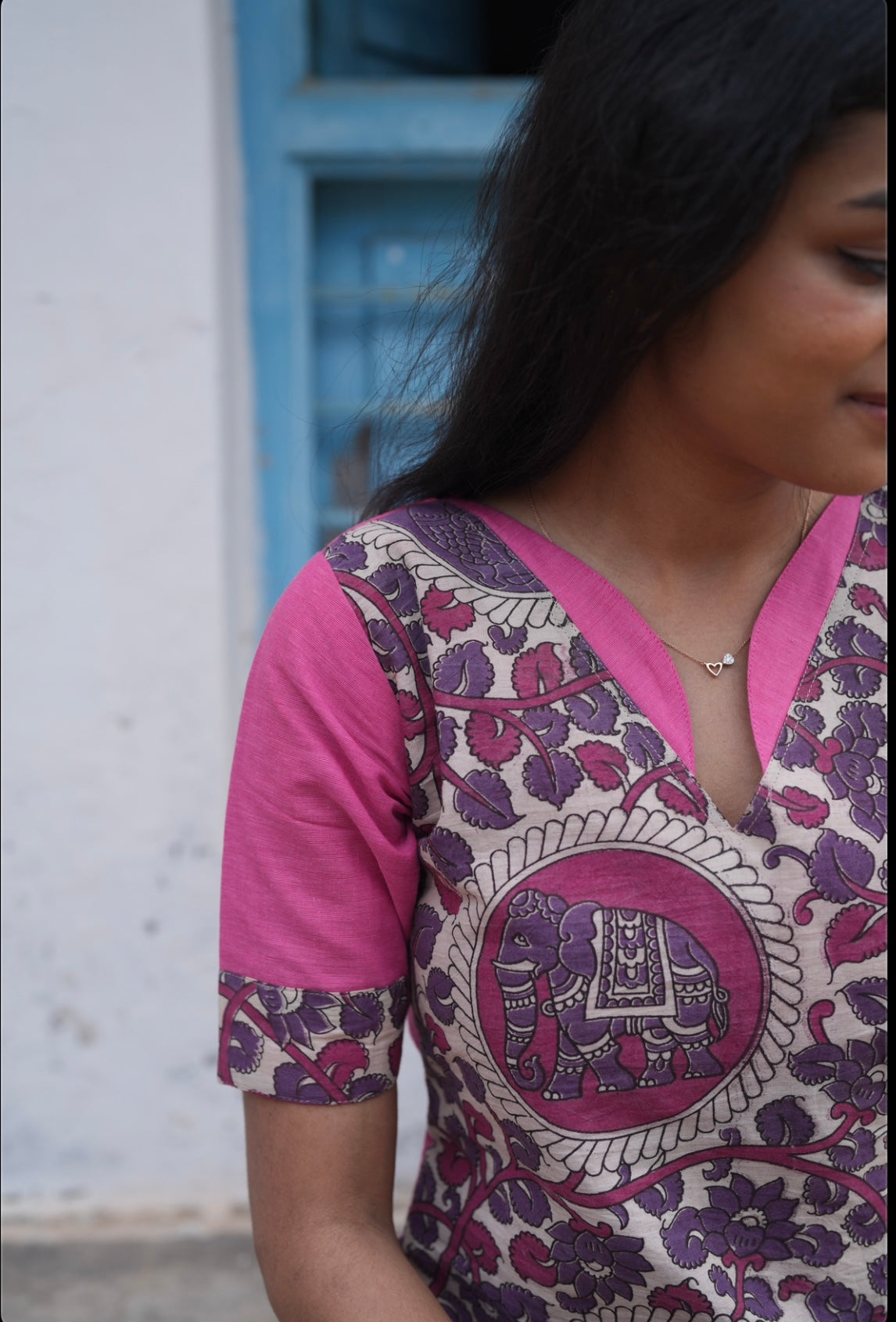 Cotton kalamkari patch kurti