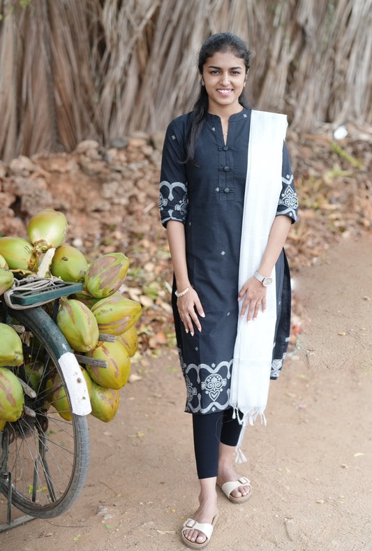 Black jamdani suit set