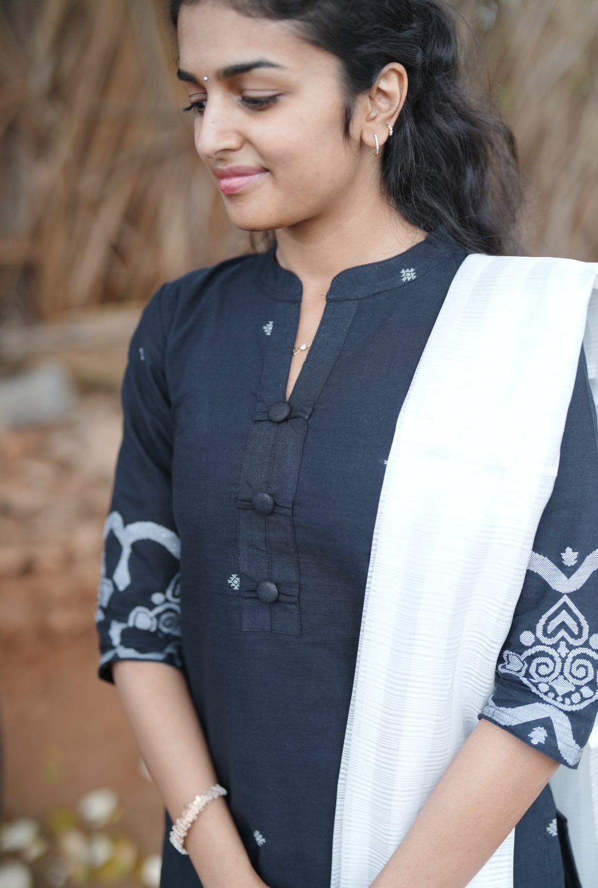 Black jamdani suit set