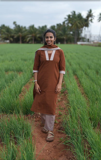 Brown Mangalgiri suit set