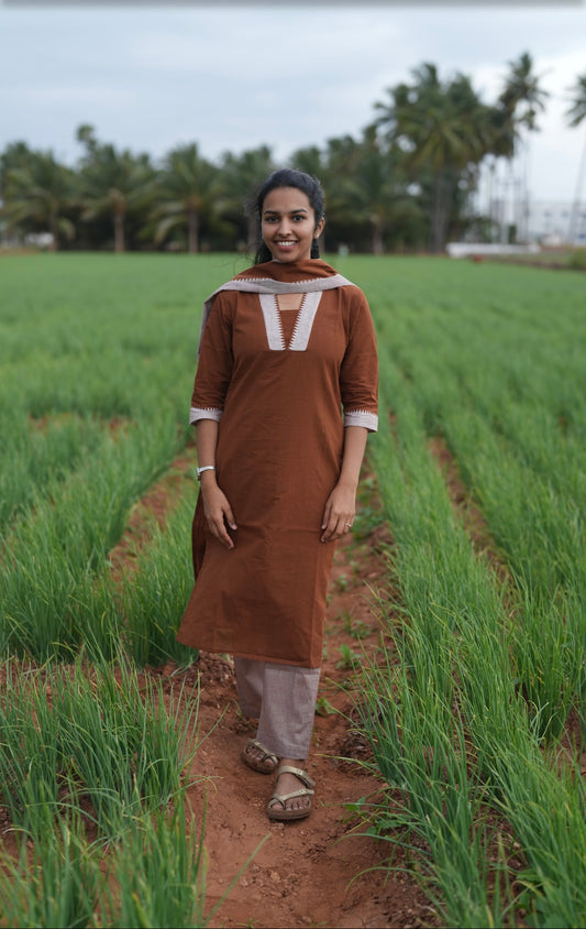 Brown Mangalgiri suit set