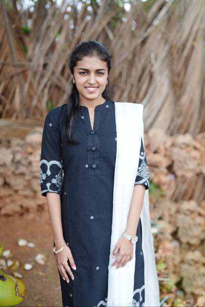Black jamdani suit set