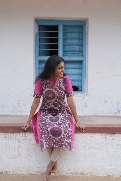 Cotton kalamkari patch kurti