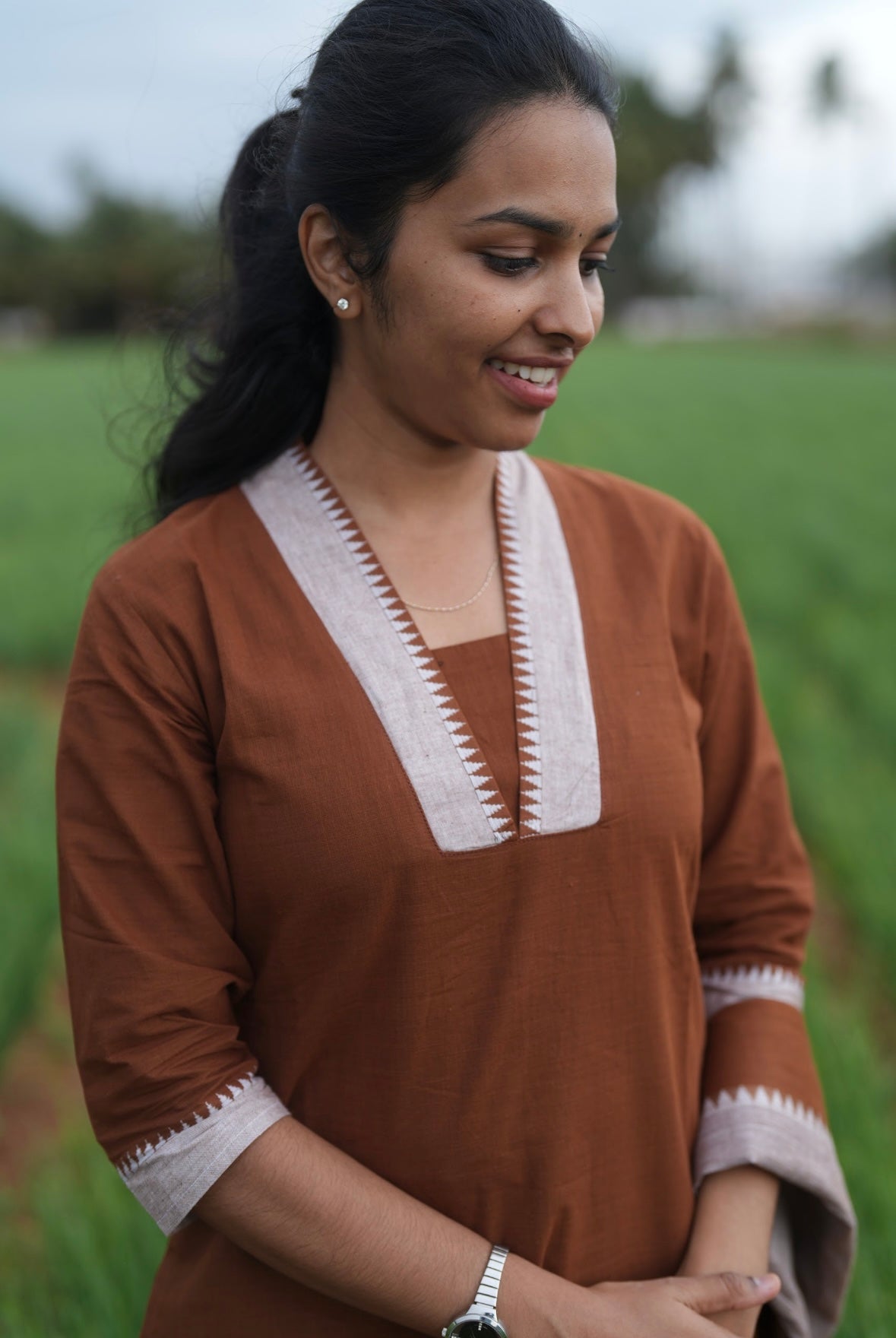 Brown Mangalgiri suit set