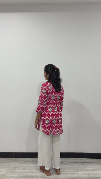 Pink ikat short kurti